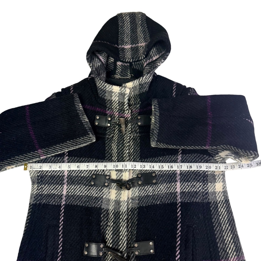 Burberry Plaid Wool Duffle Coat Hooded Toggle Old Money Quite Luxury Size 14 - Picture 11 of 12